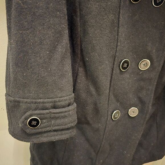 🤎 GAP Kids M Black Double-Breasted Pea Coat VGUC - Picture 4 of 9